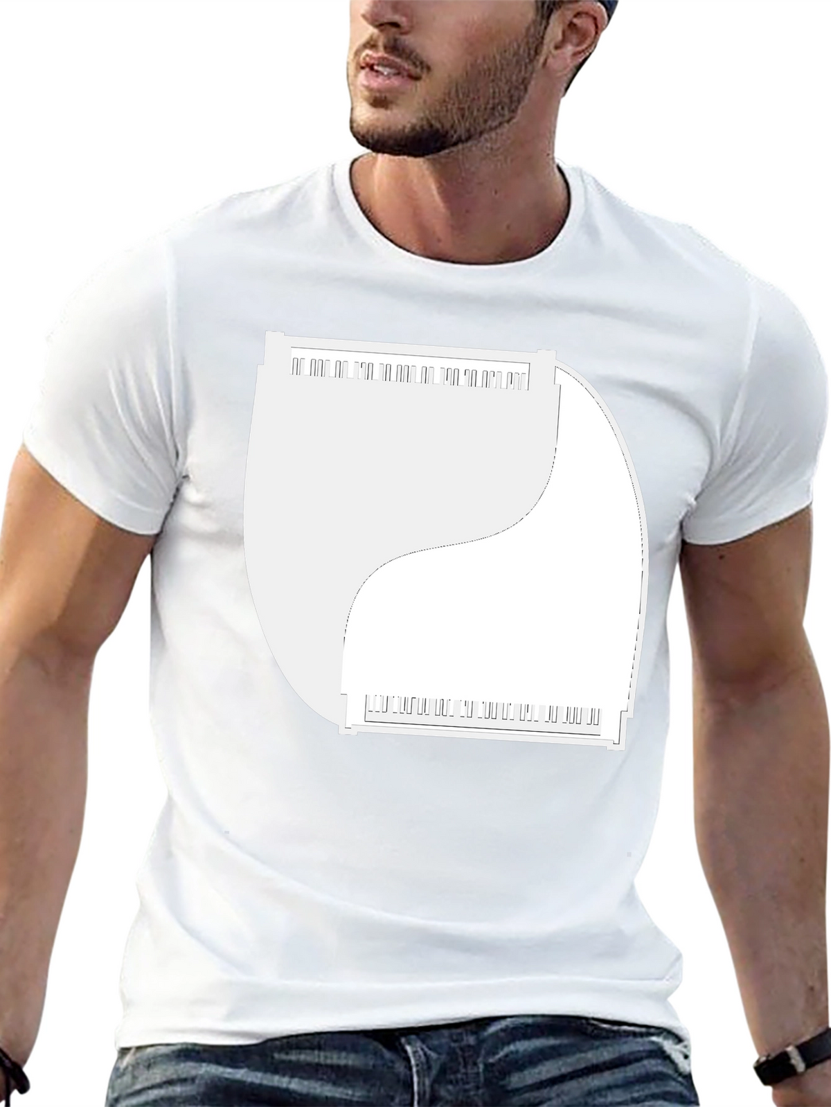 Yin Yang Piano Keys Graphic Tee