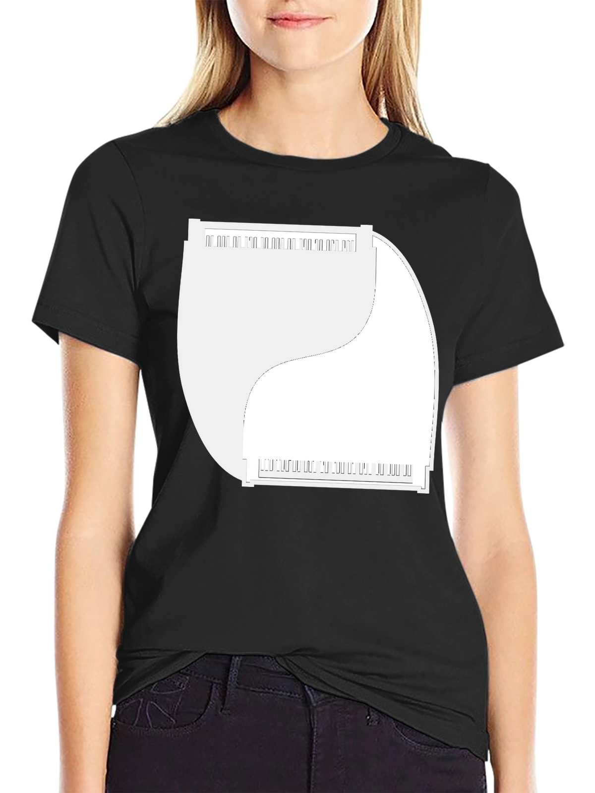 Yin Yang Piano Keys Graphic Tee