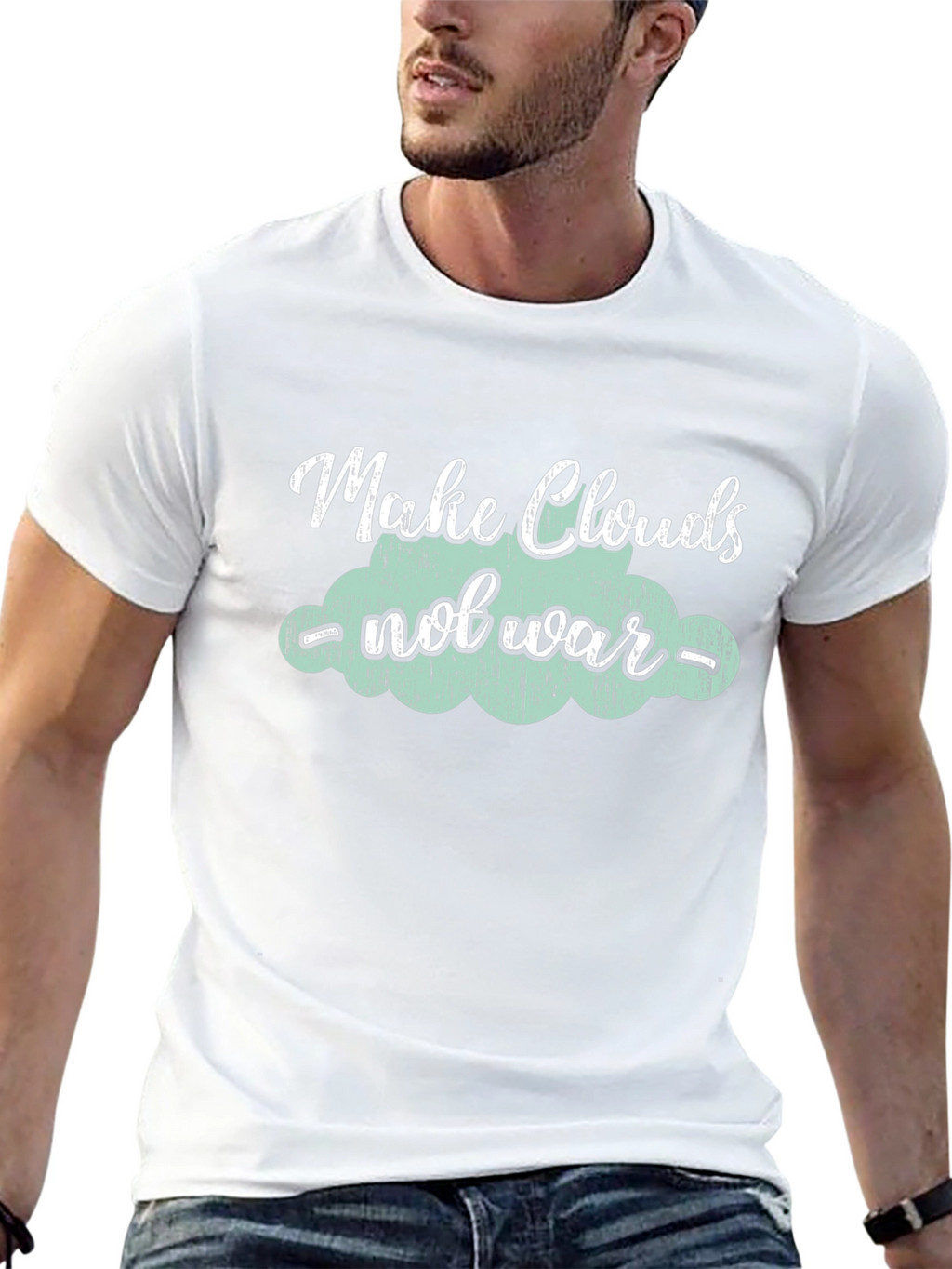 Make Clouds Not War Black Graphic Tee