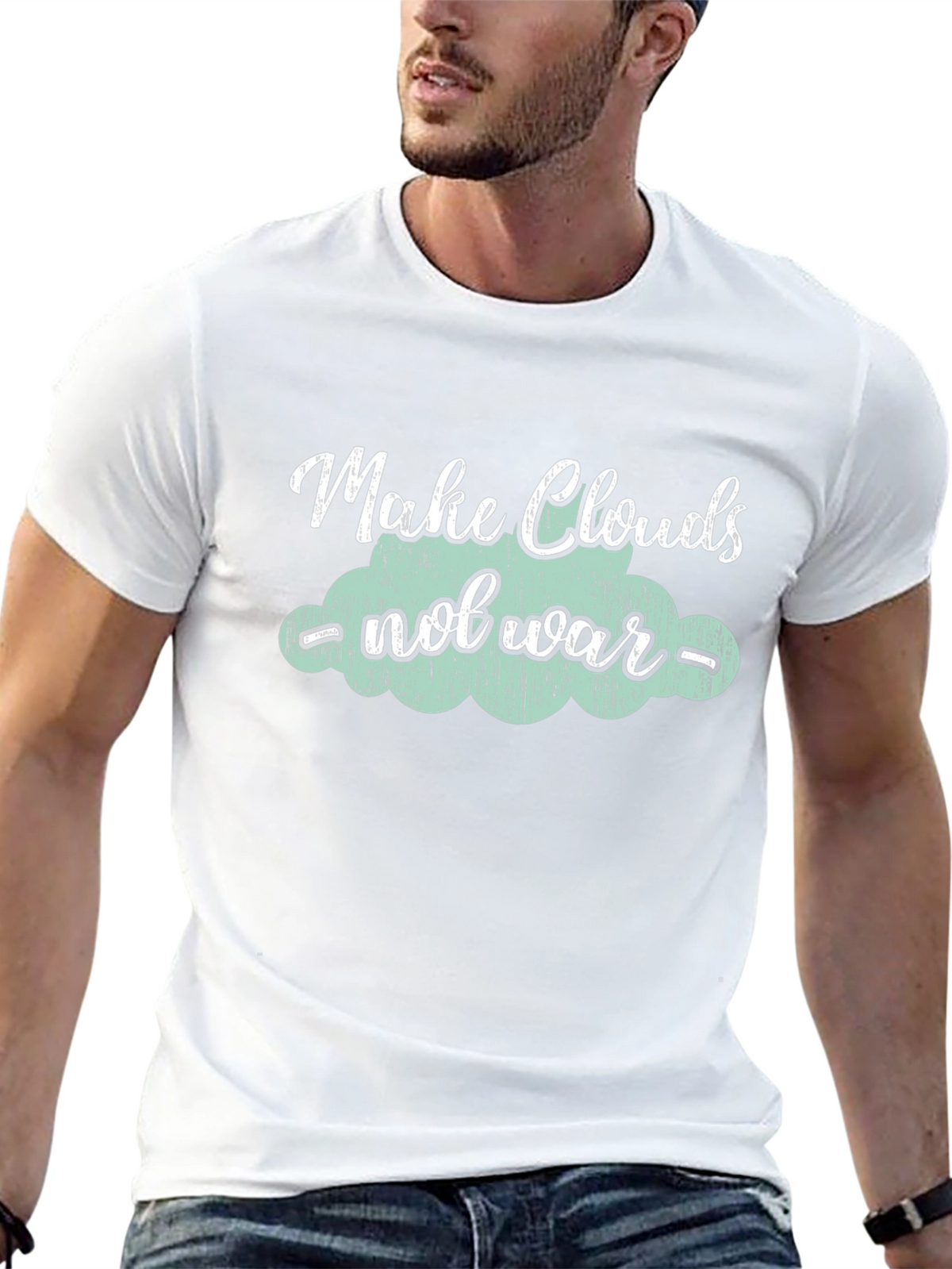 Make Clouds Not War Black Graphic Tee