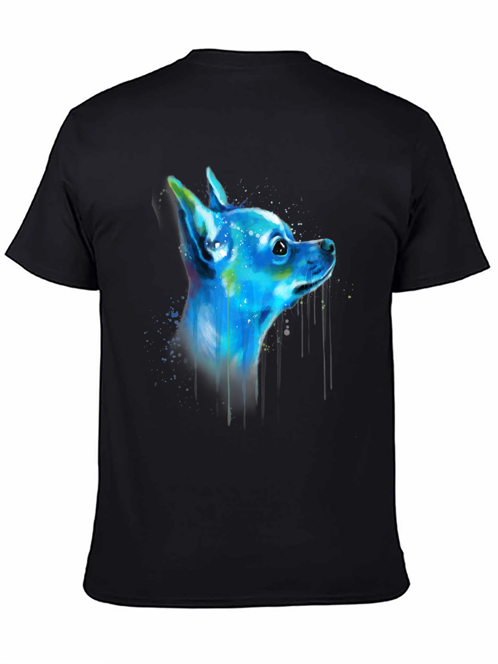 Chihuahua Dog Art Graphic Black T-Shirt
