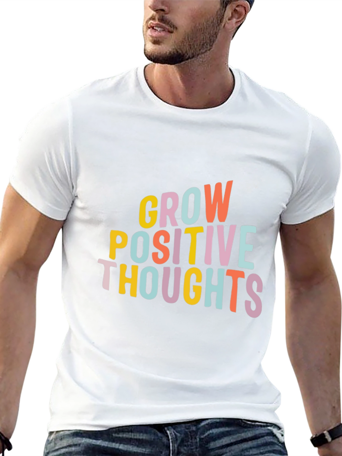 Grow Positive Thoughts Black Graphic Tee