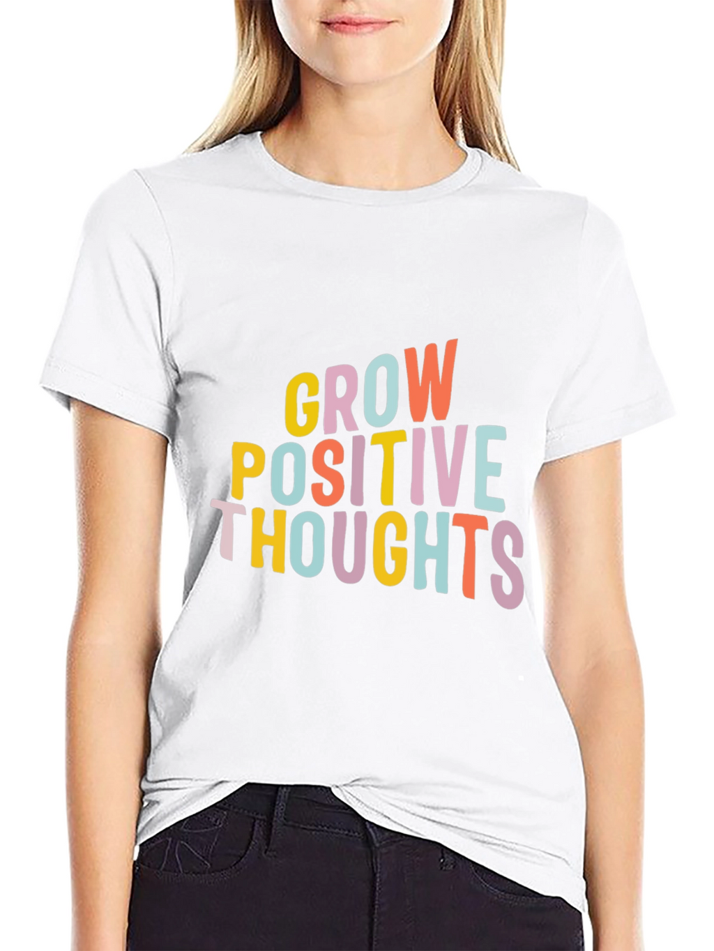 Grow Positive Thoughts Black Graphic Tee