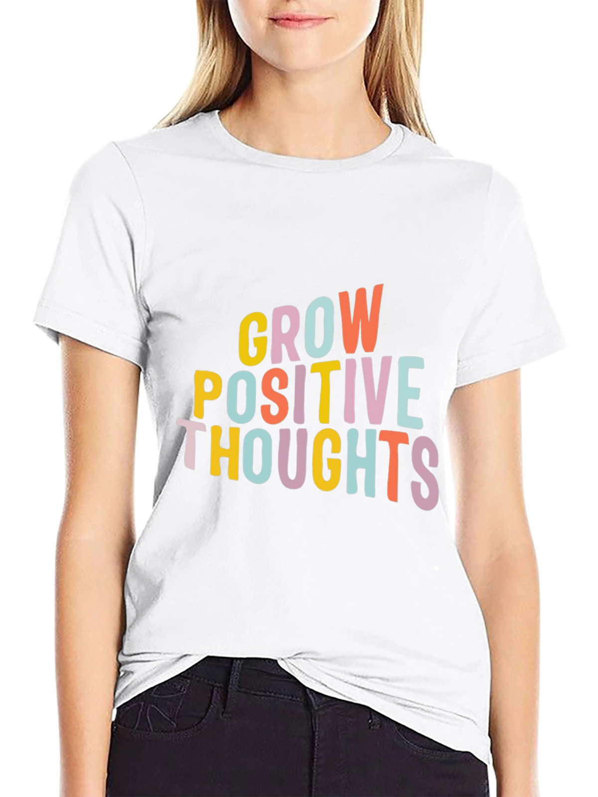 Grow Positive Thoughts Black Graphic Tee
