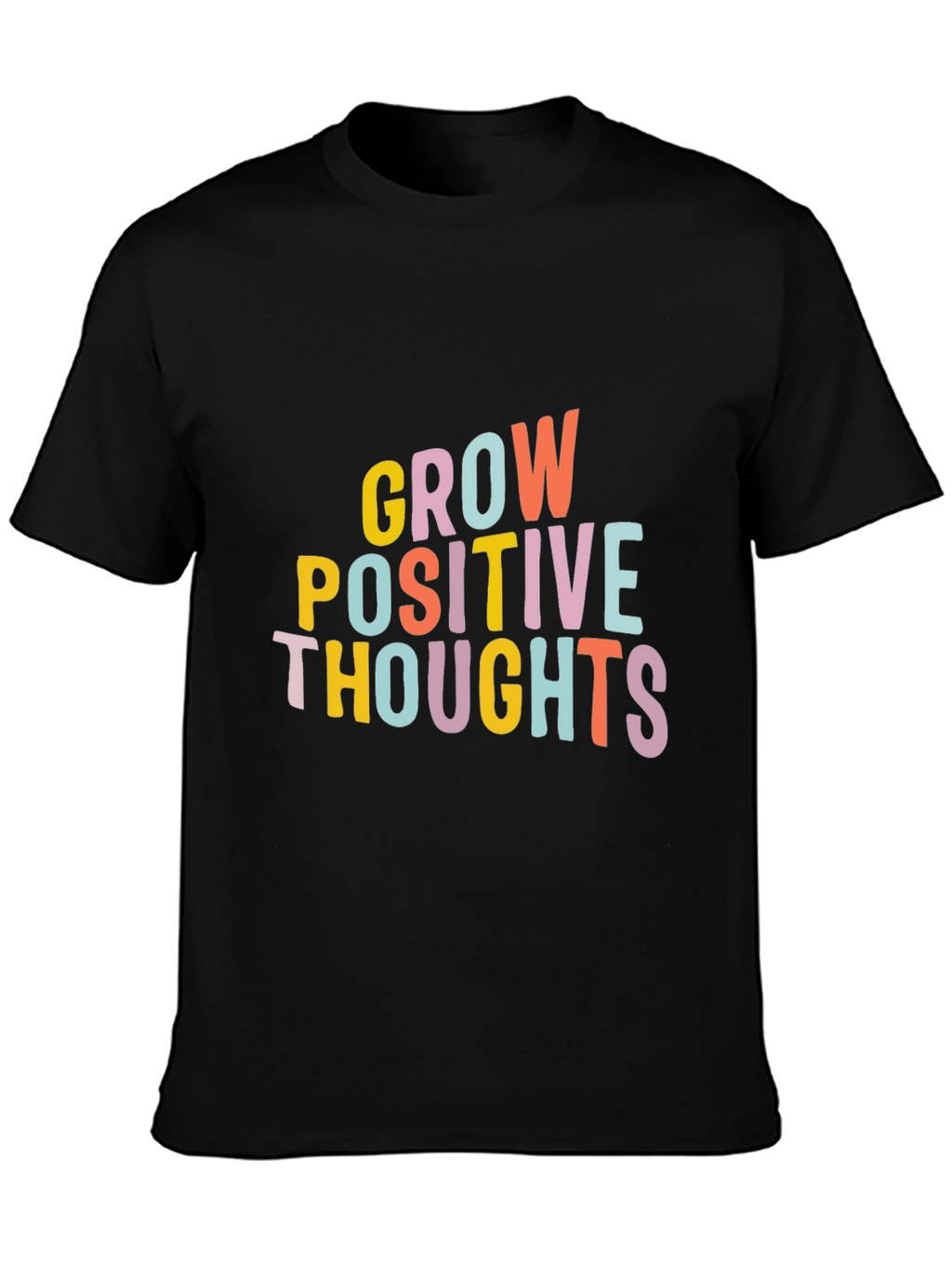 Grow Positive Thoughts Black Graphic Tee