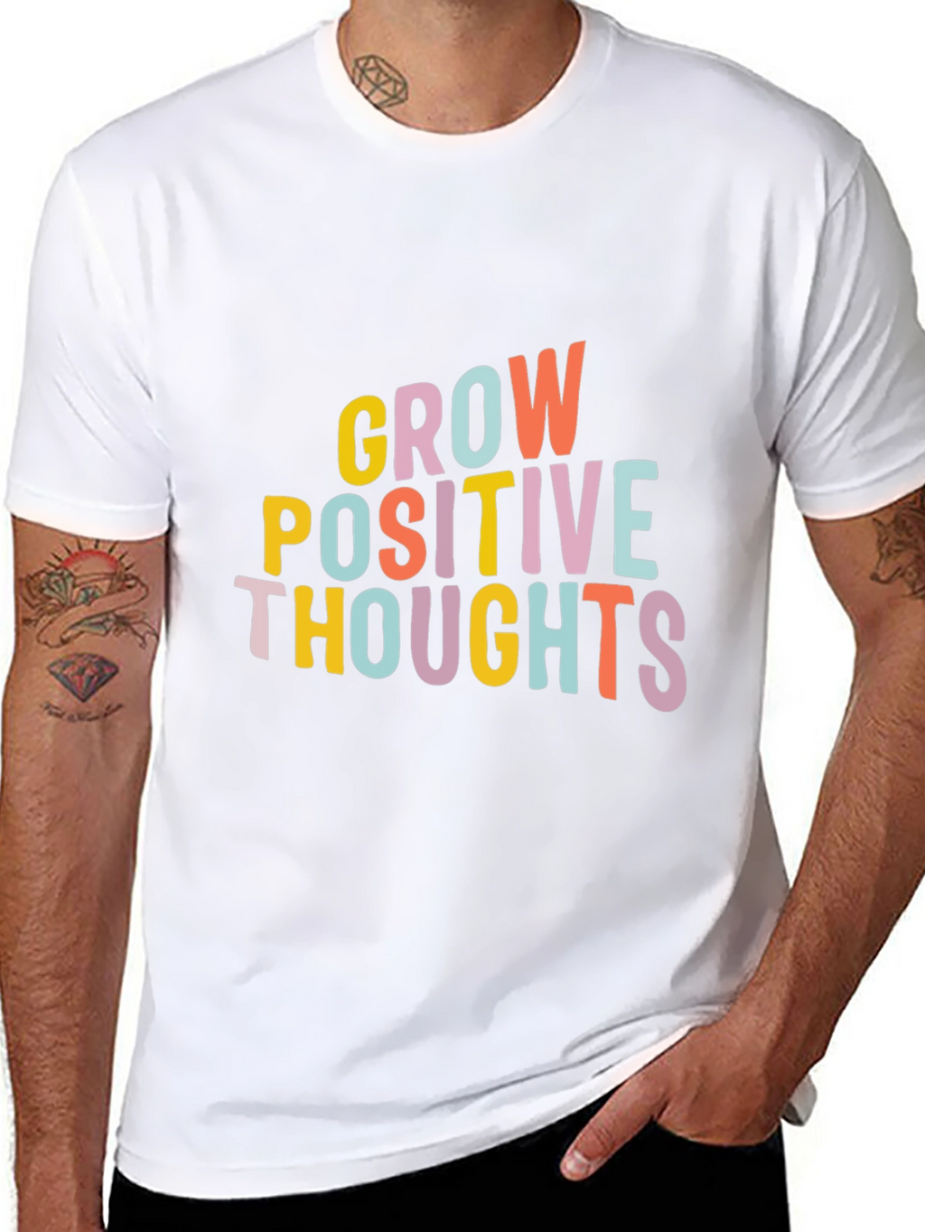 Grow Positive Thoughts Black Graphic Tee