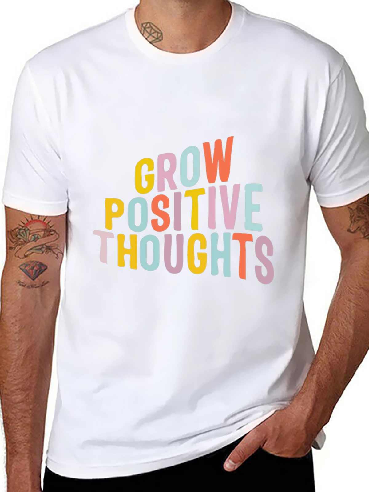 Grow Positive Thoughts Black Graphic Tee