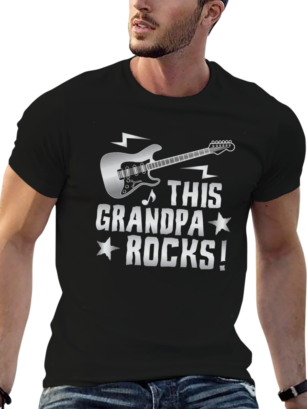 This Grandpa Rocks! Guitar Graphic T-Shirt