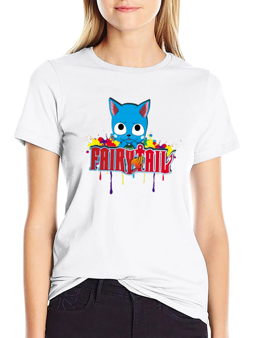 Fairy Tail Happy Anime T-Shirt - Black