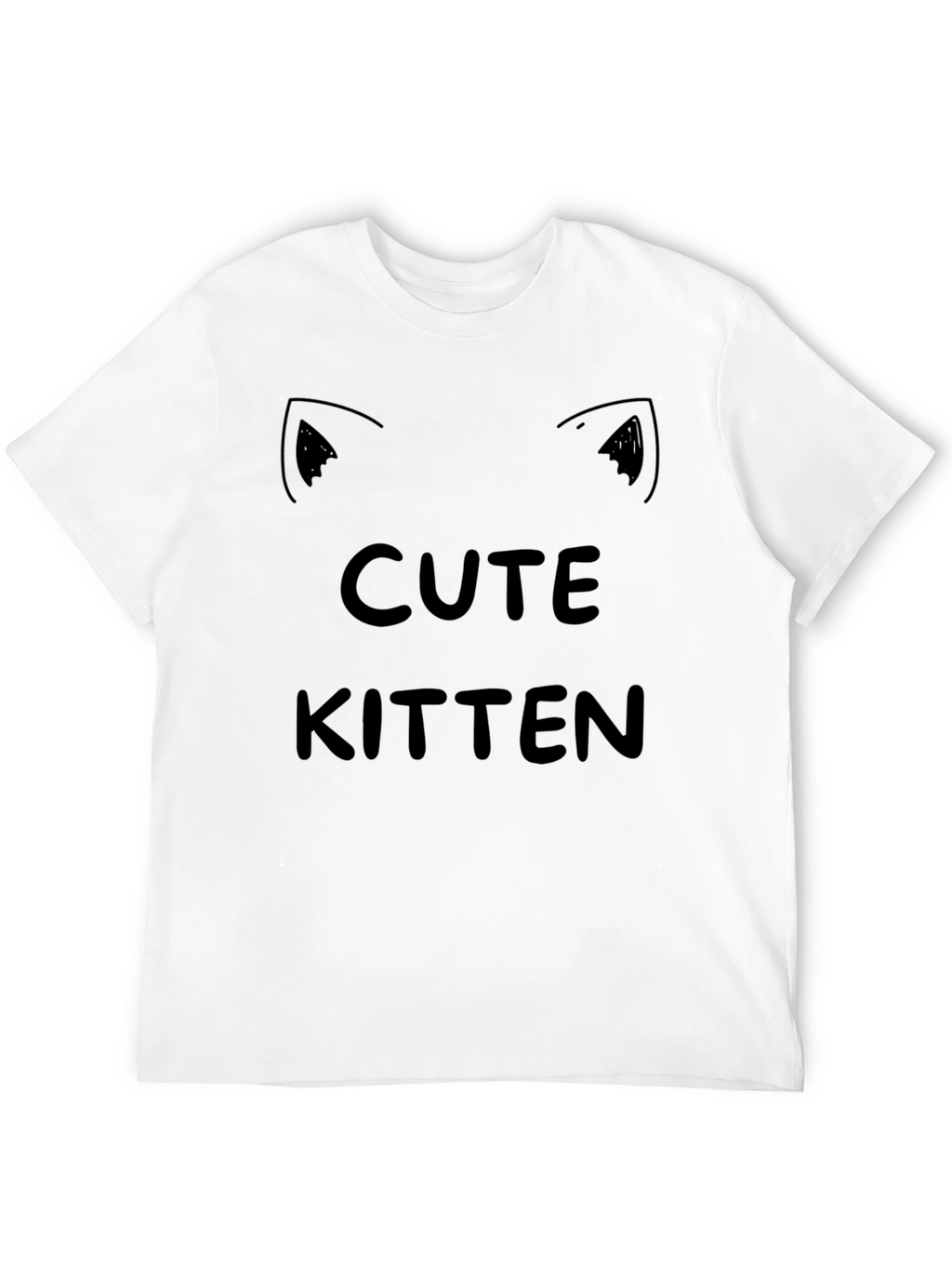 Cute Kitten Graphic Tee - Black Cotton T-Shirt