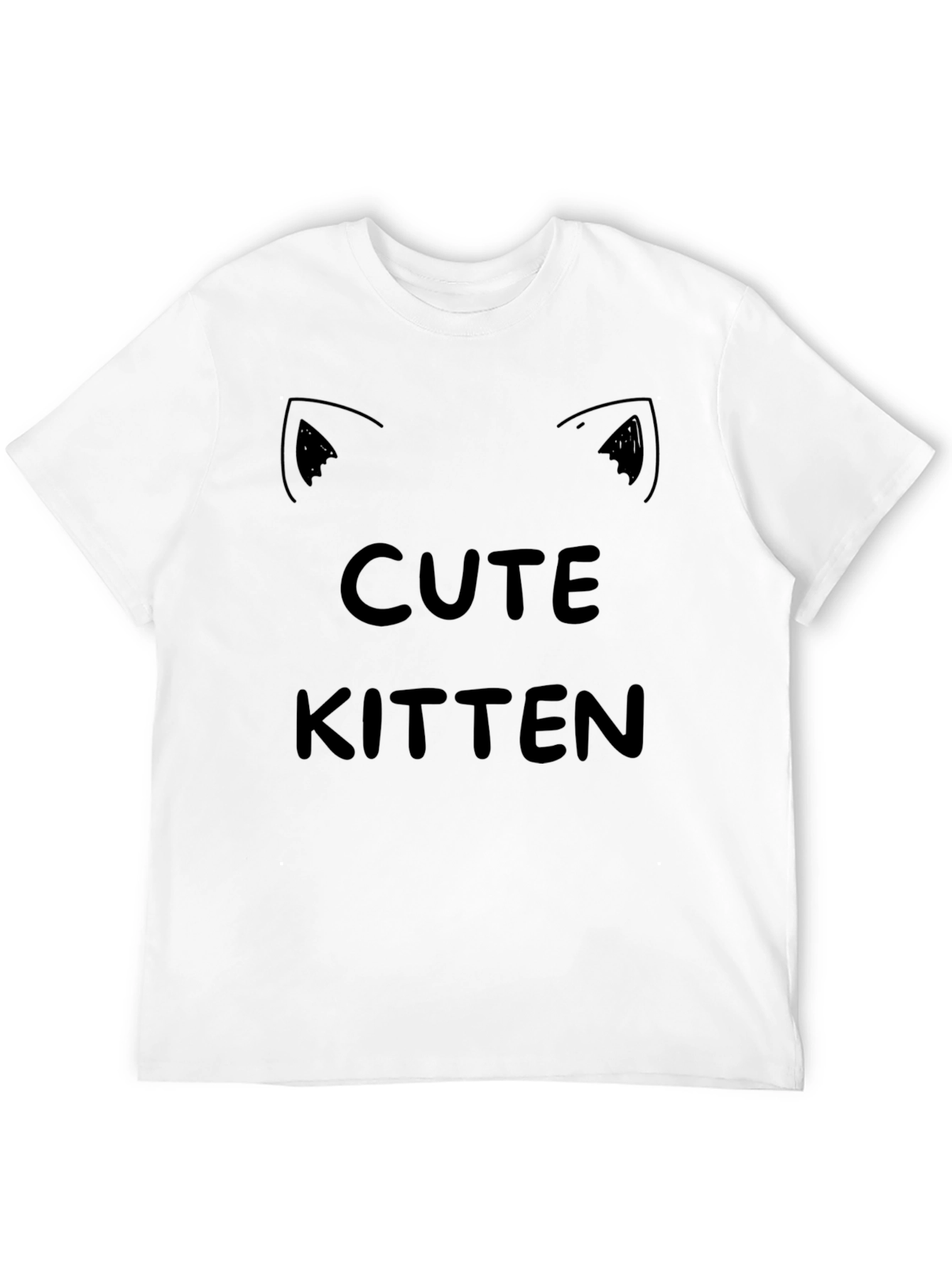 Cute Kitten Graphic Tee - Black Cotton T-Shirt