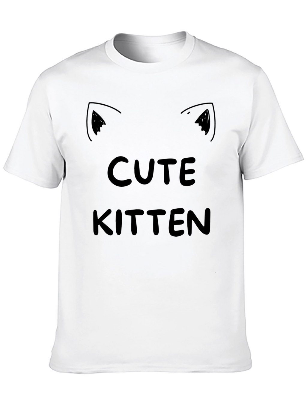 Cute Kitten Graphic Tee - Black Cotton T-Shirt