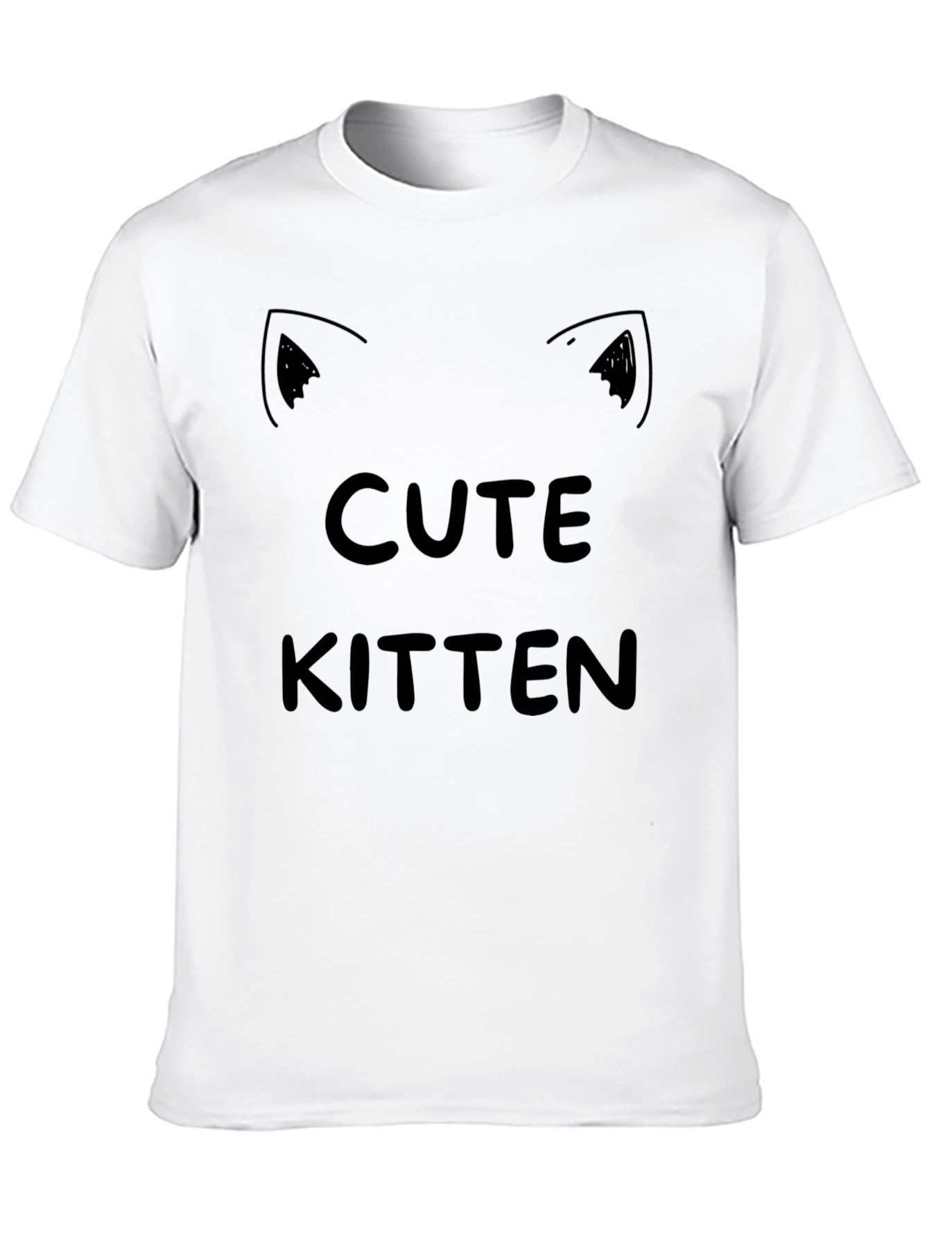 Cute Kitten Graphic Tee - Black Cotton T-Shirt