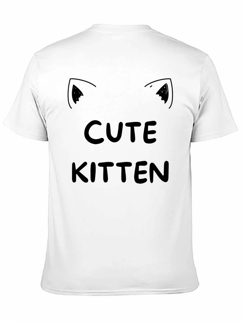 Cute Kitten Graphic Tee - Black Cotton T-Shirt