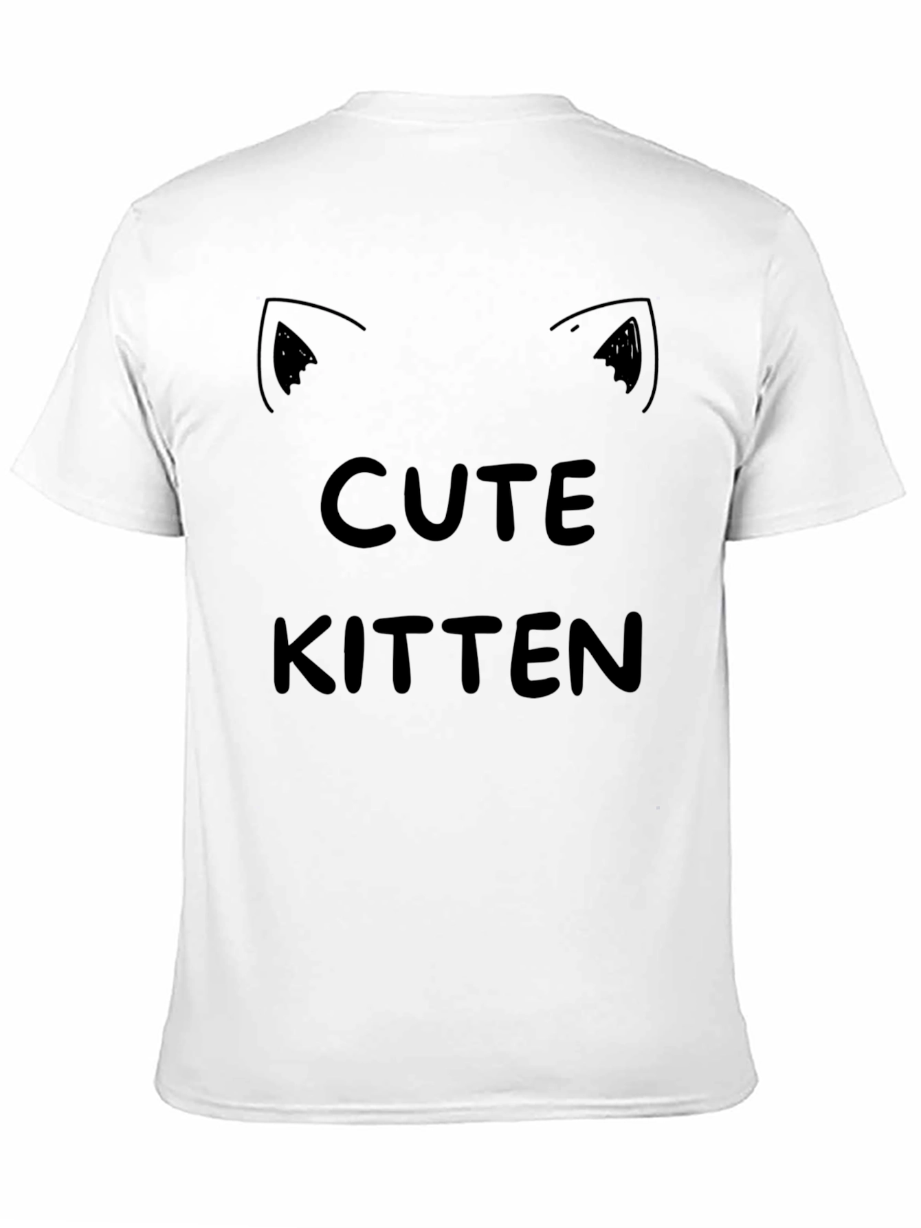 Cute Kitten Graphic Tee - Black Cotton T-Shirt