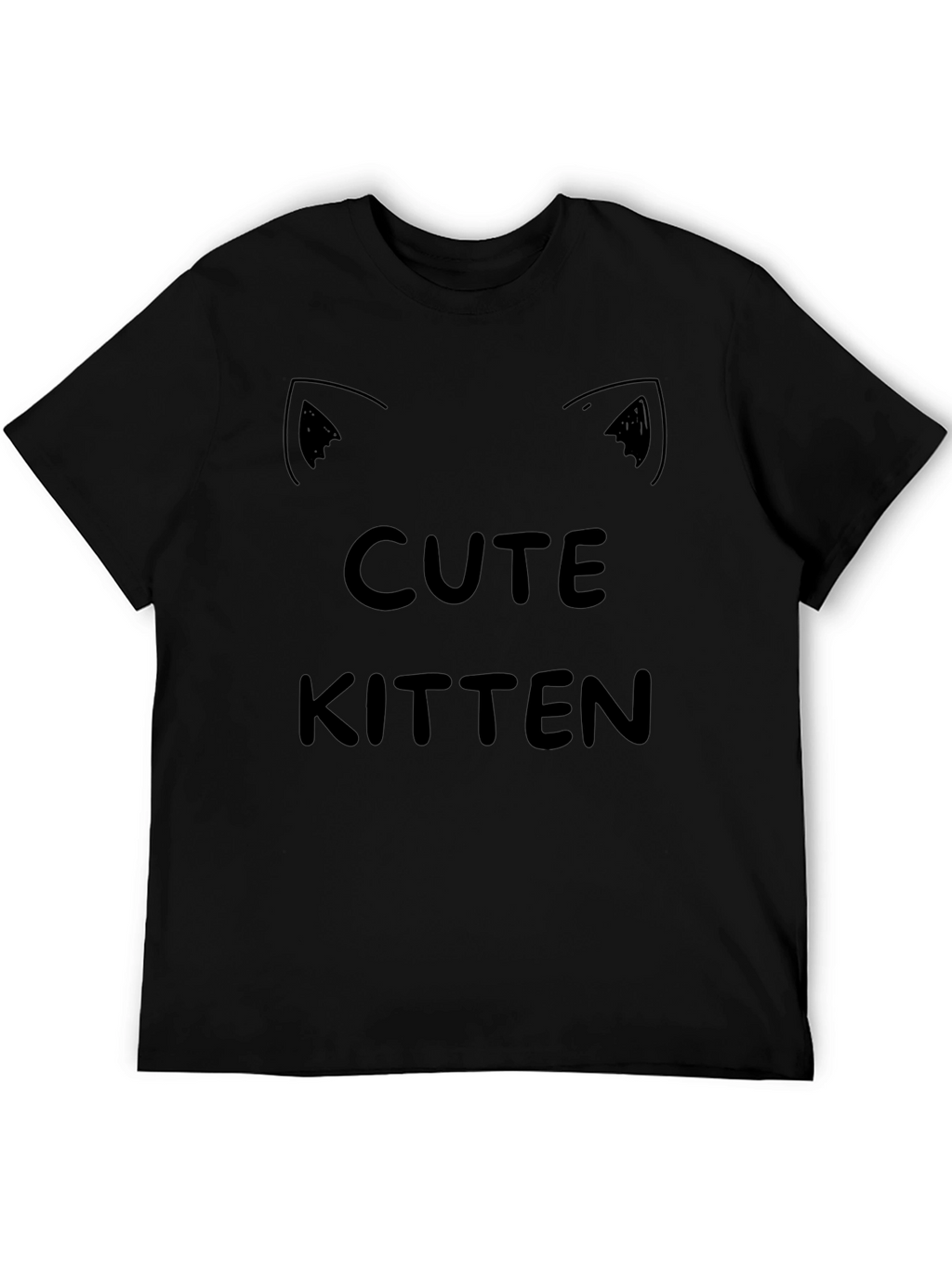 Cute Kitten Graphic Tee - Black Cotton T-Shirt