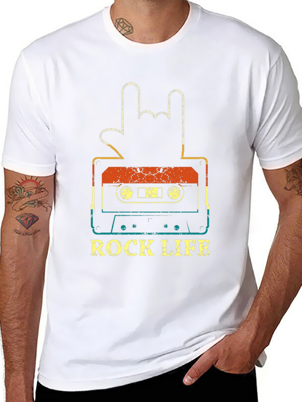 Rock Life Cassette Tape Graphic T-Shirt