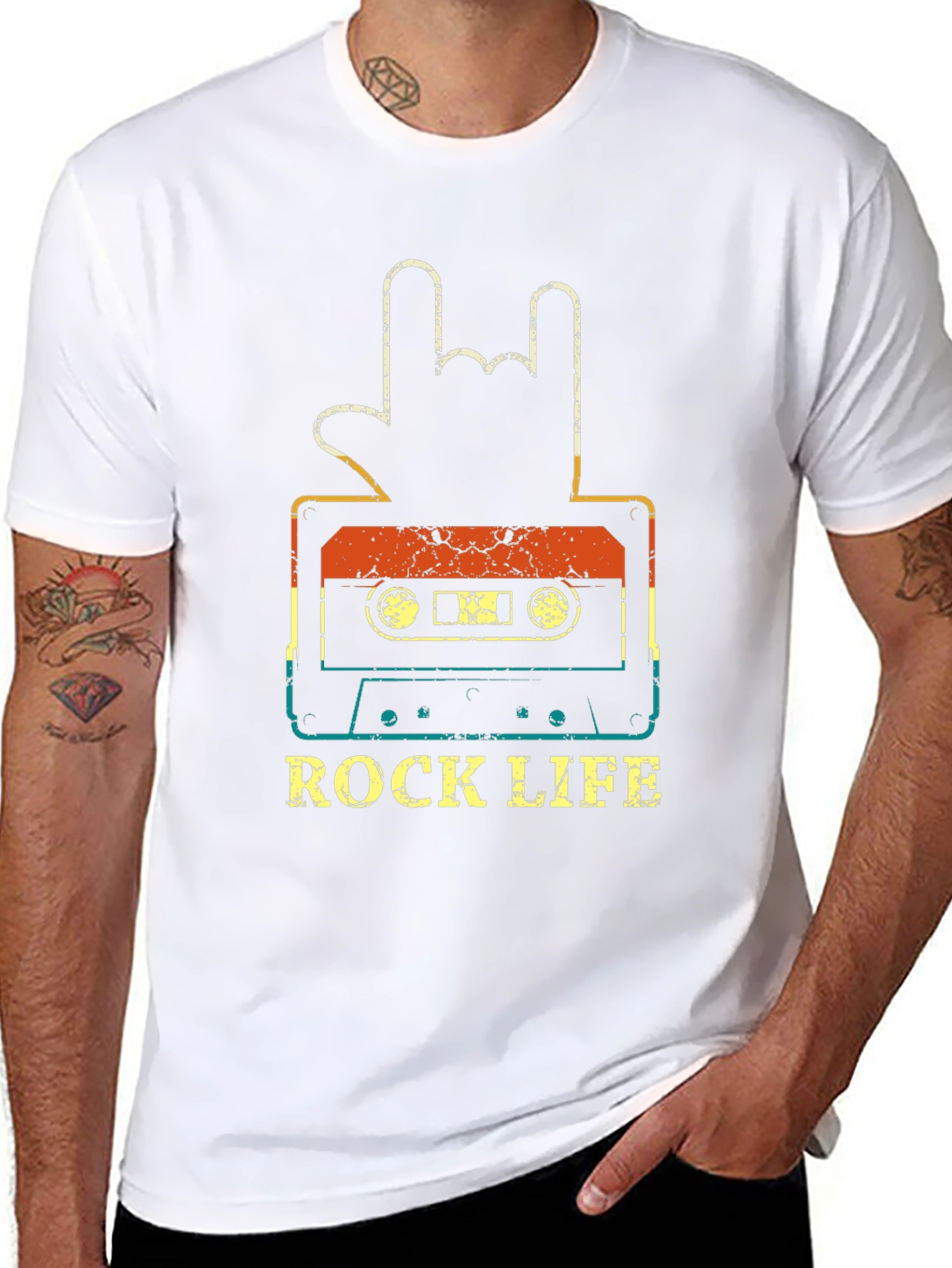 Rock Life Cassette Tape Graphic T-Shirt