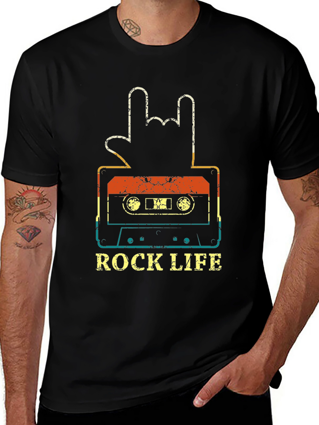Rock Life Cassette Tape Graphic T-Shirt