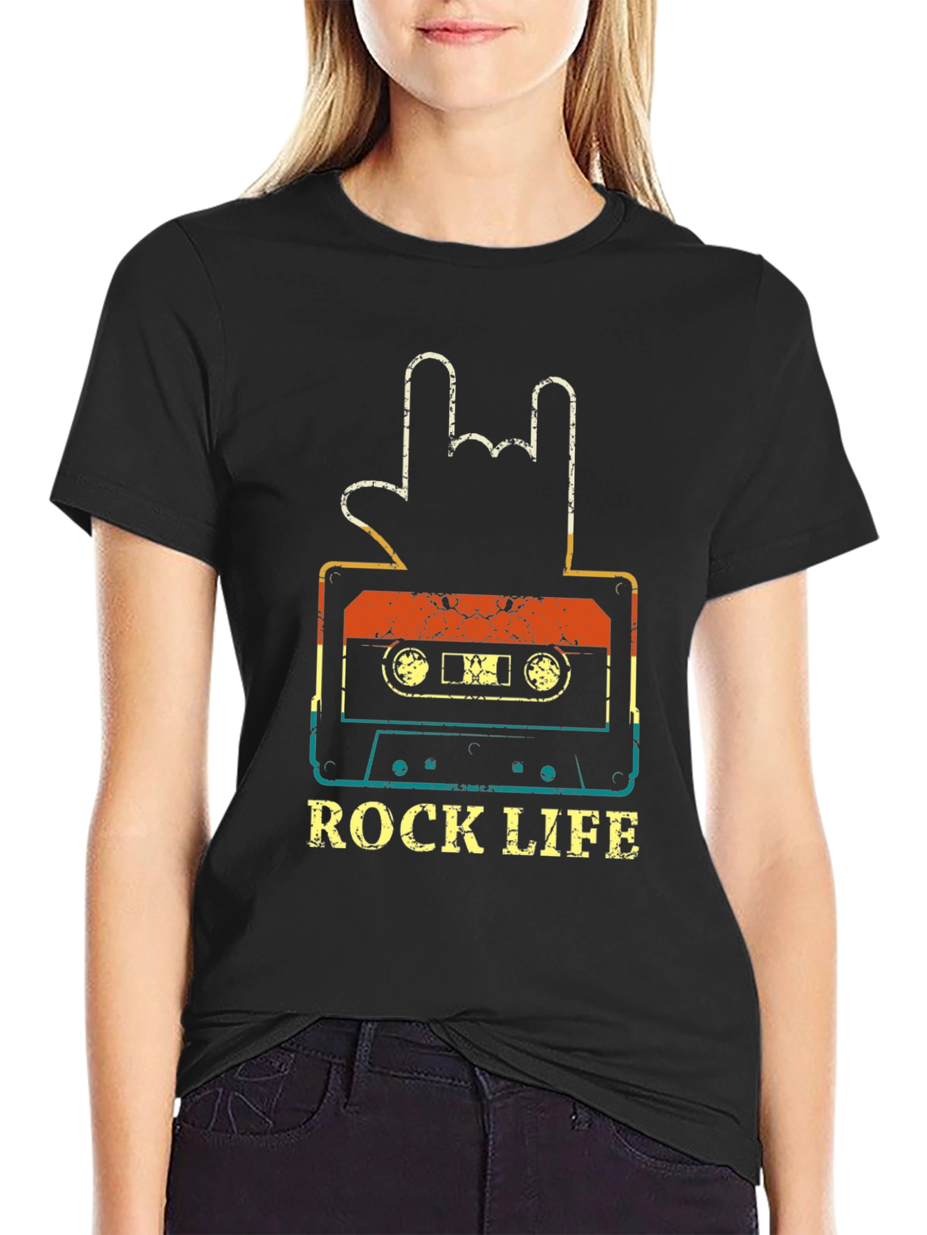 Rock Life Cassette Tape Graphic T-Shirt