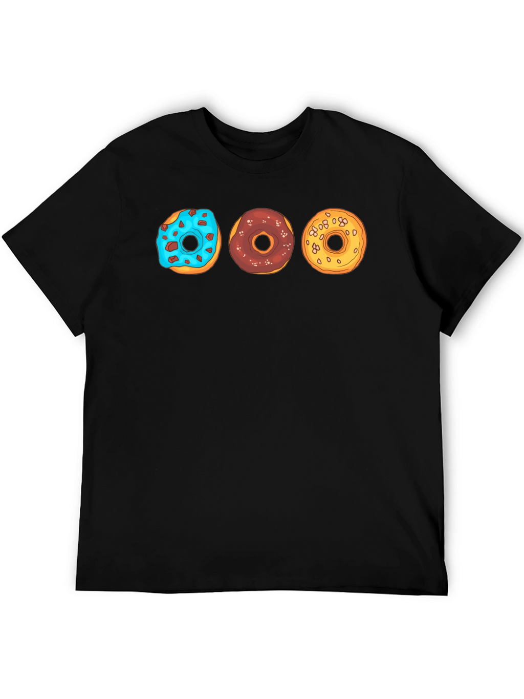 Donut Trio Graphic Tee - Soft Black Cotton T-Shirt