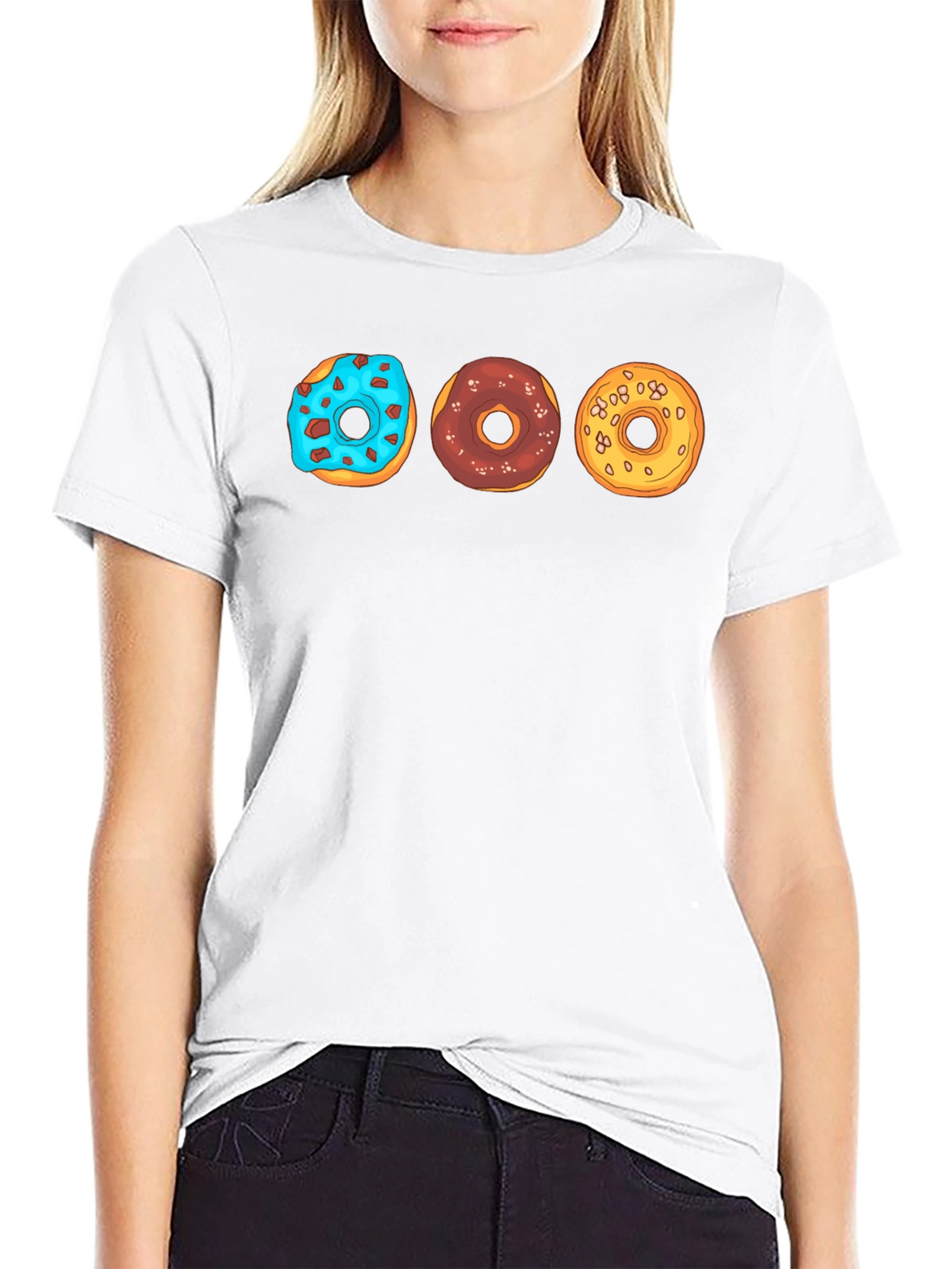 Donut Trio Graphic Tee - Soft Black Cotton T-Shirt