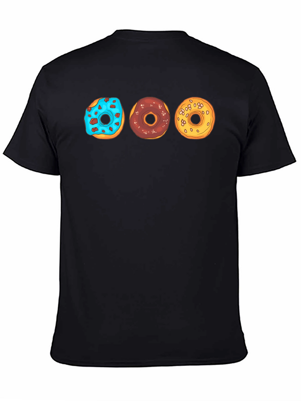 Donut Trio Graphic Tee - Soft Black Cotton T-Shirt