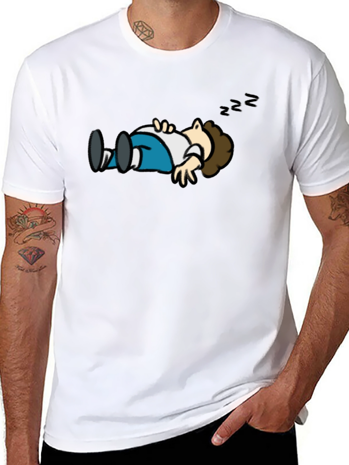 Cartoon Sleeping T-Shirt - Funny Graphic Tee