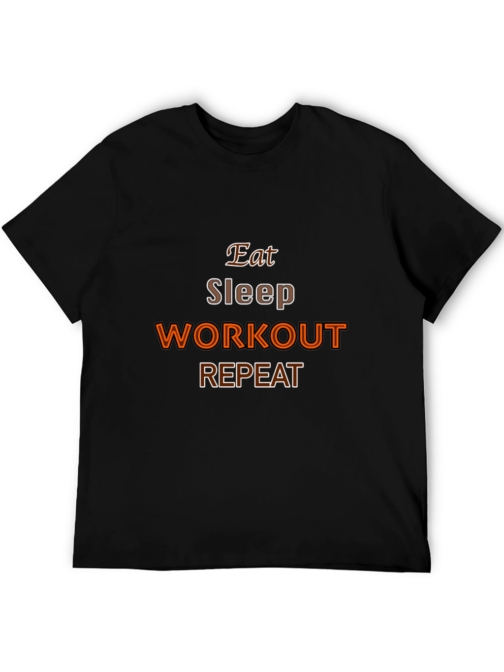 Eat Sleep Workout Repeat Black Graphic Tee