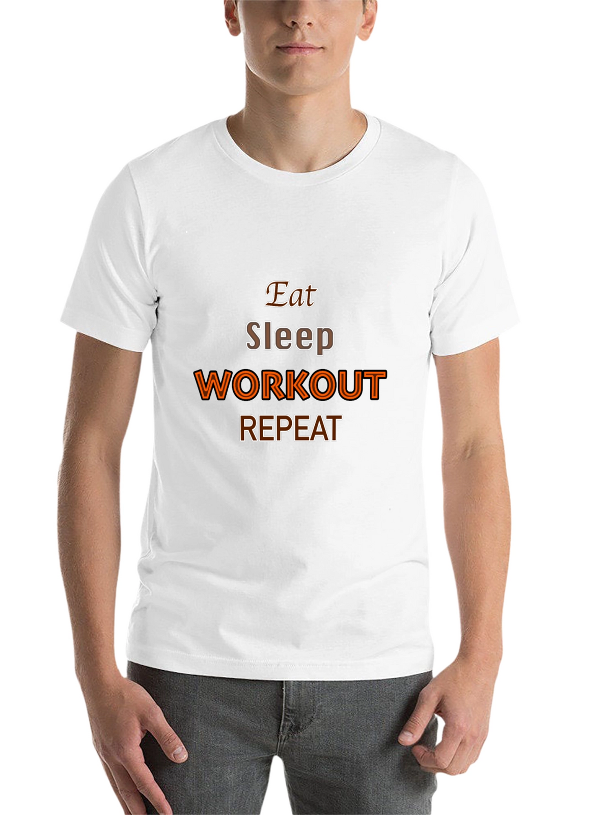 Eat Sleep Workout Repeat Black Graphic Tee