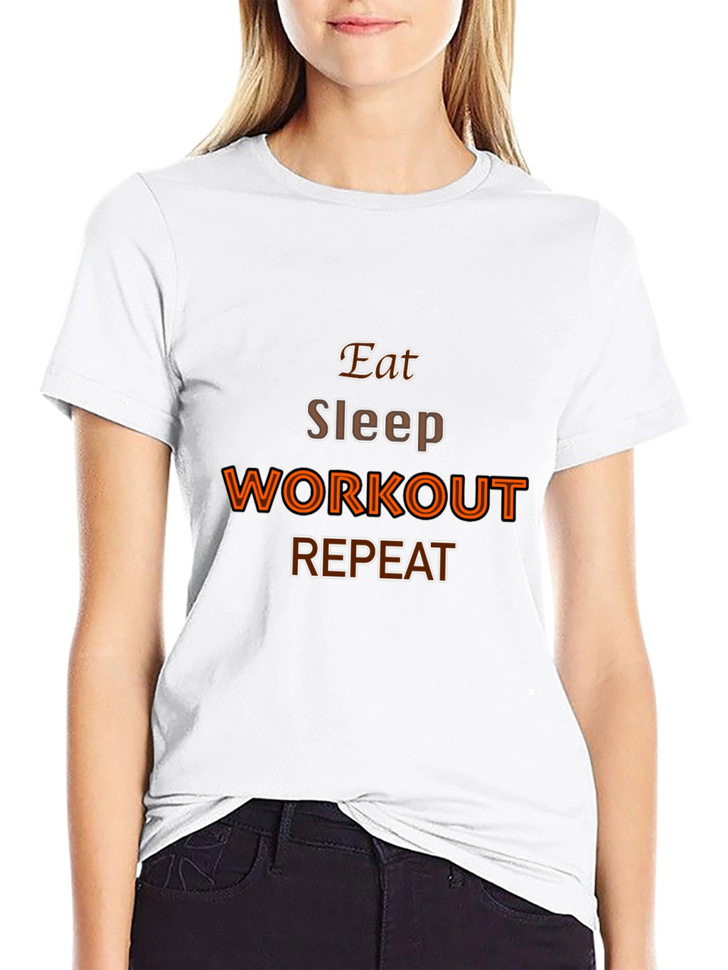 Eat Sleep Workout Repeat Black Graphic Tee