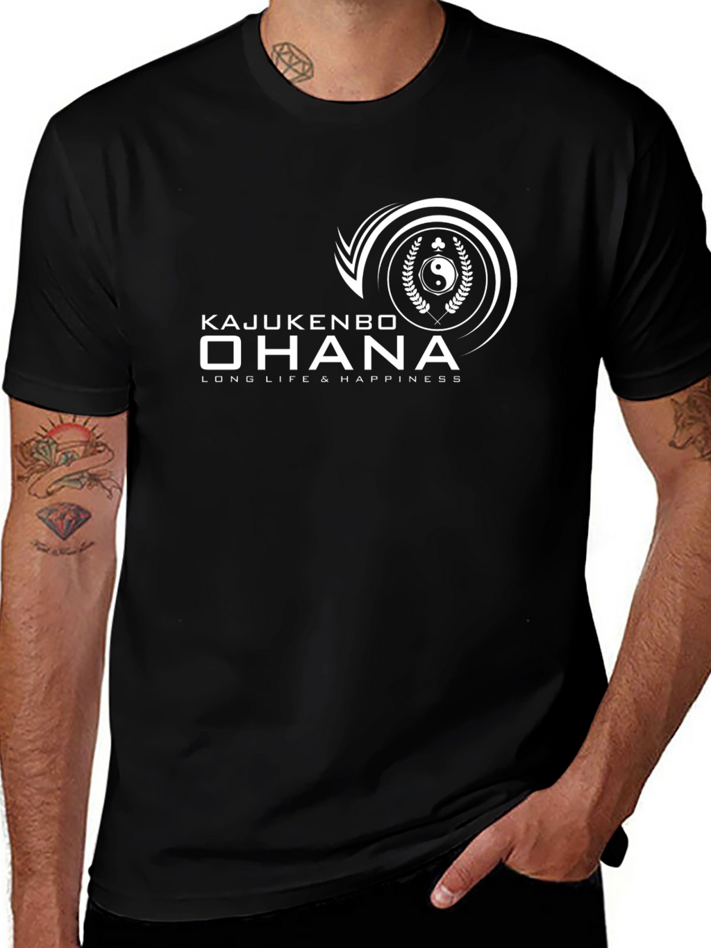 Kajukenbo Ohana Black T-Shirt - Long Life & Happiness