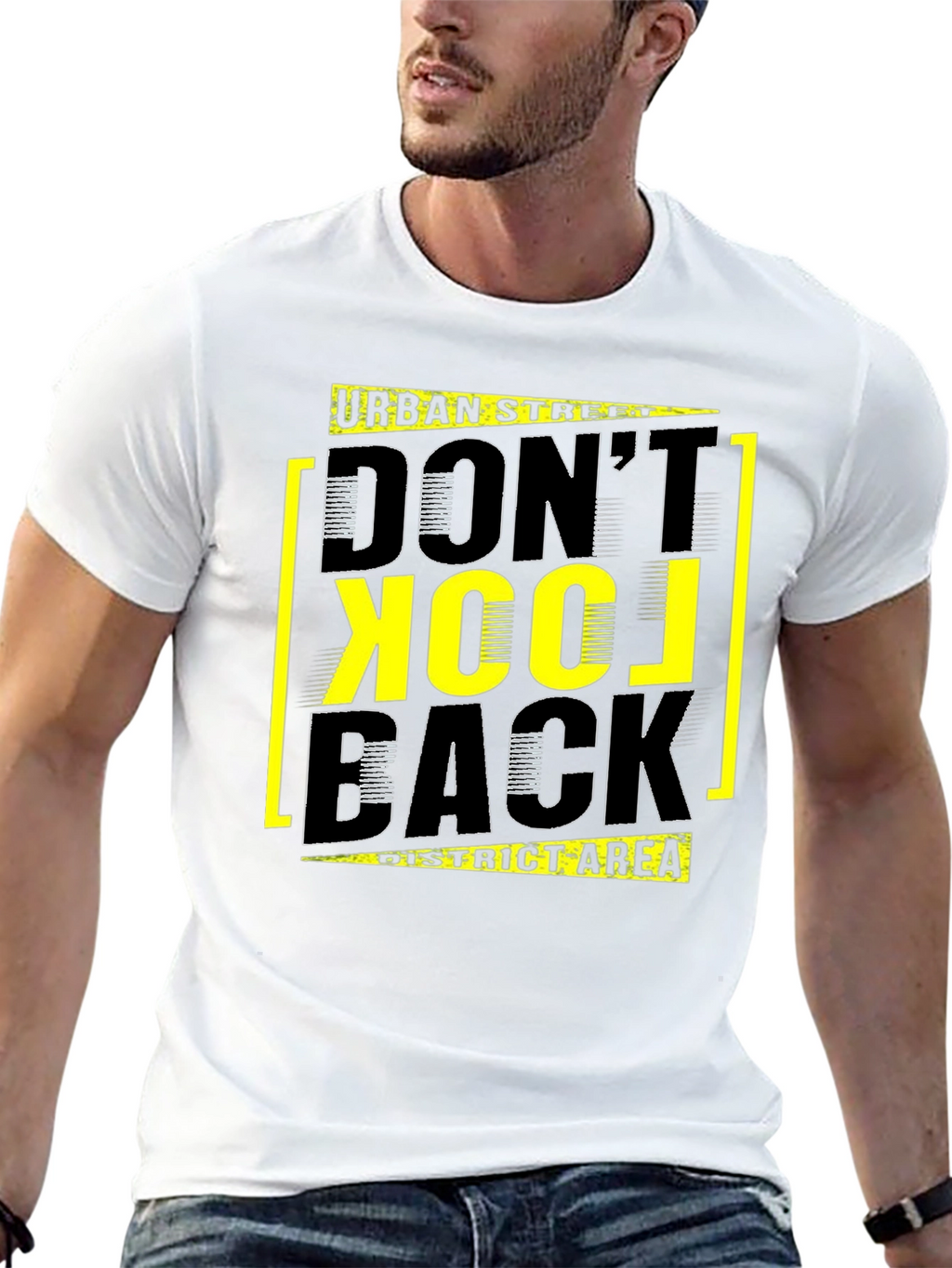 Urban Street Dont Look Back Black Graphic T-Shirt
