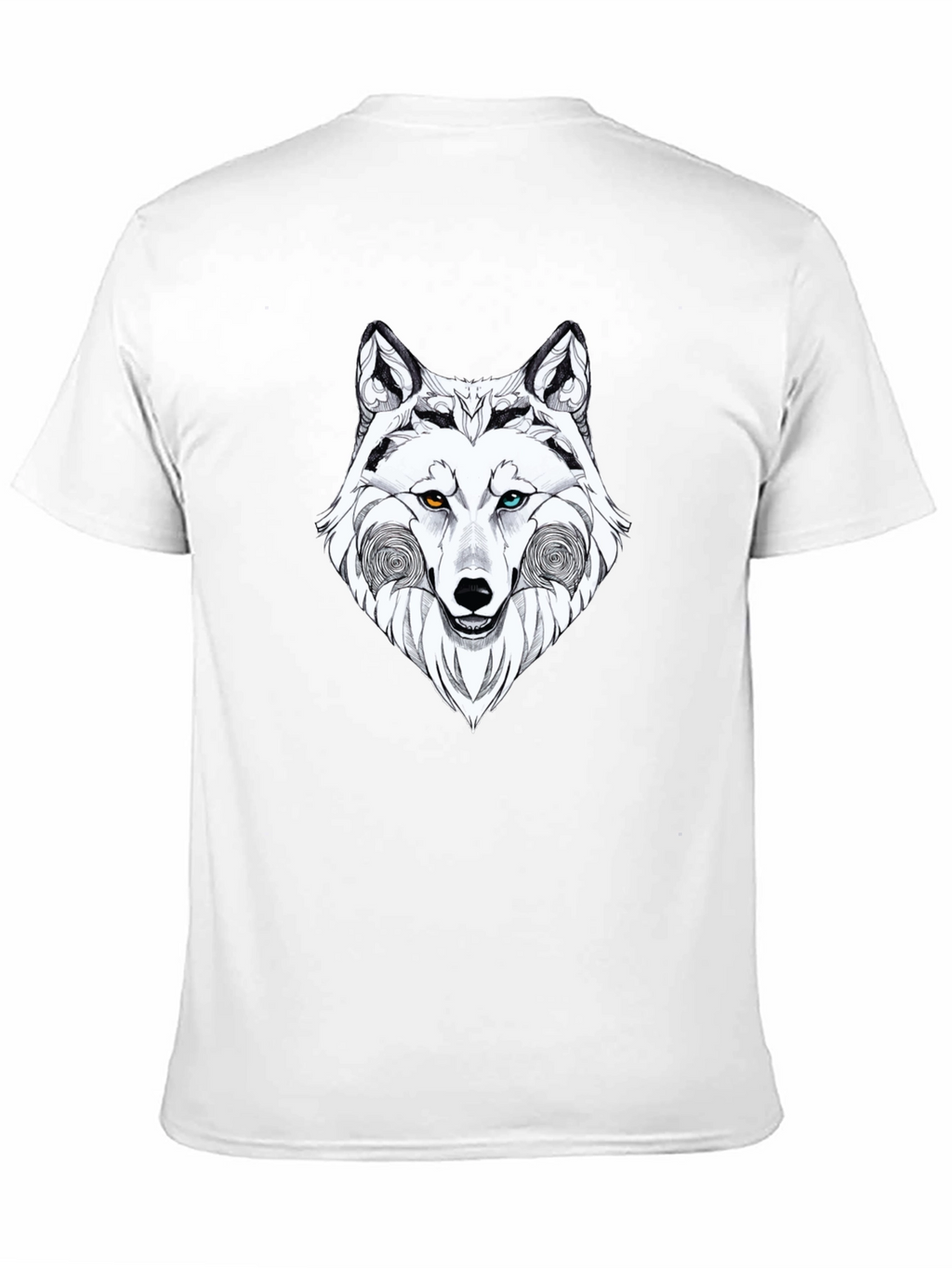 Wolf Graphic Black T-Shirt - Heterochromia Eyes
