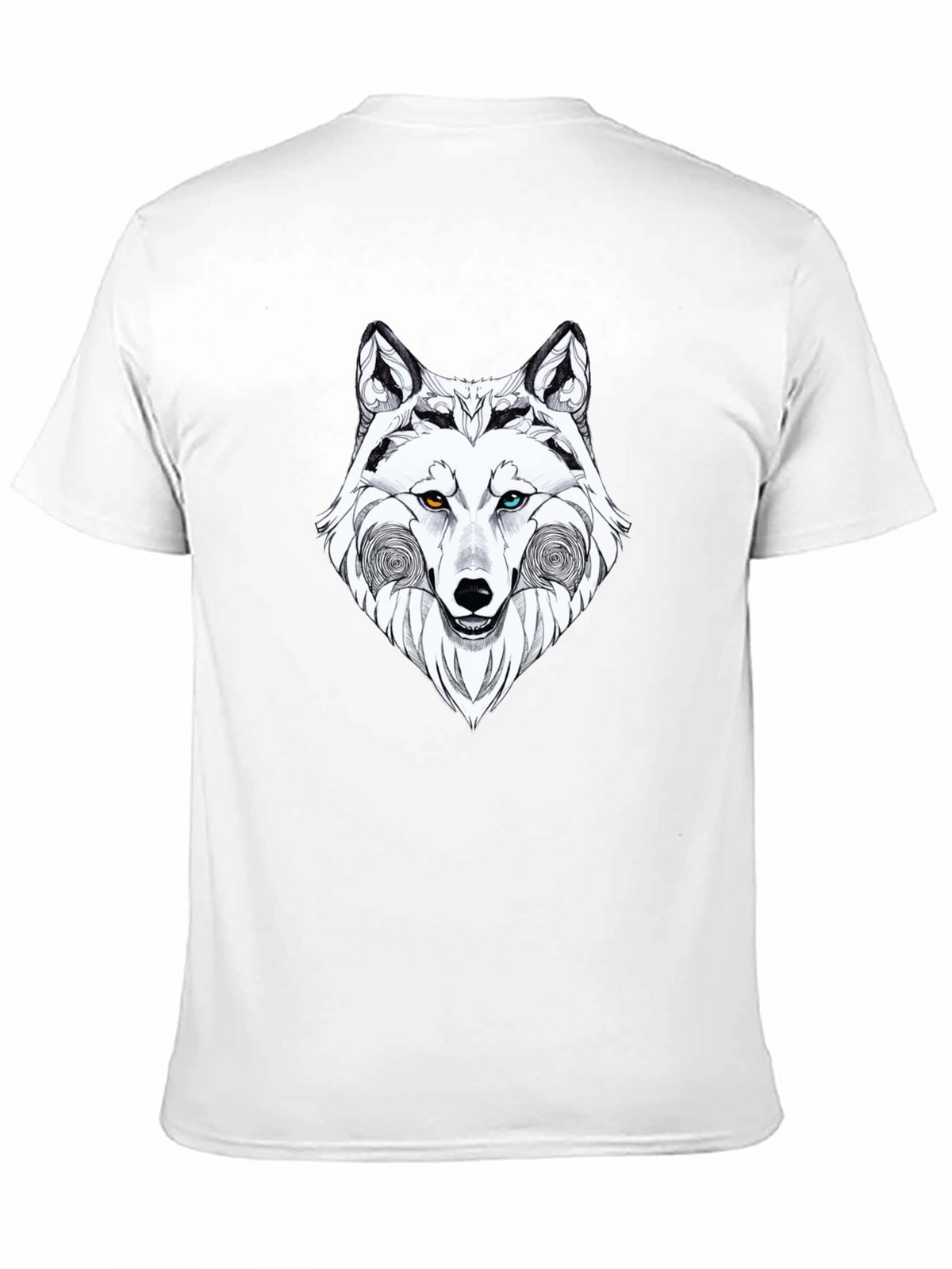 Wolf Graphic Black T-Shirt - Heterochromia Eyes