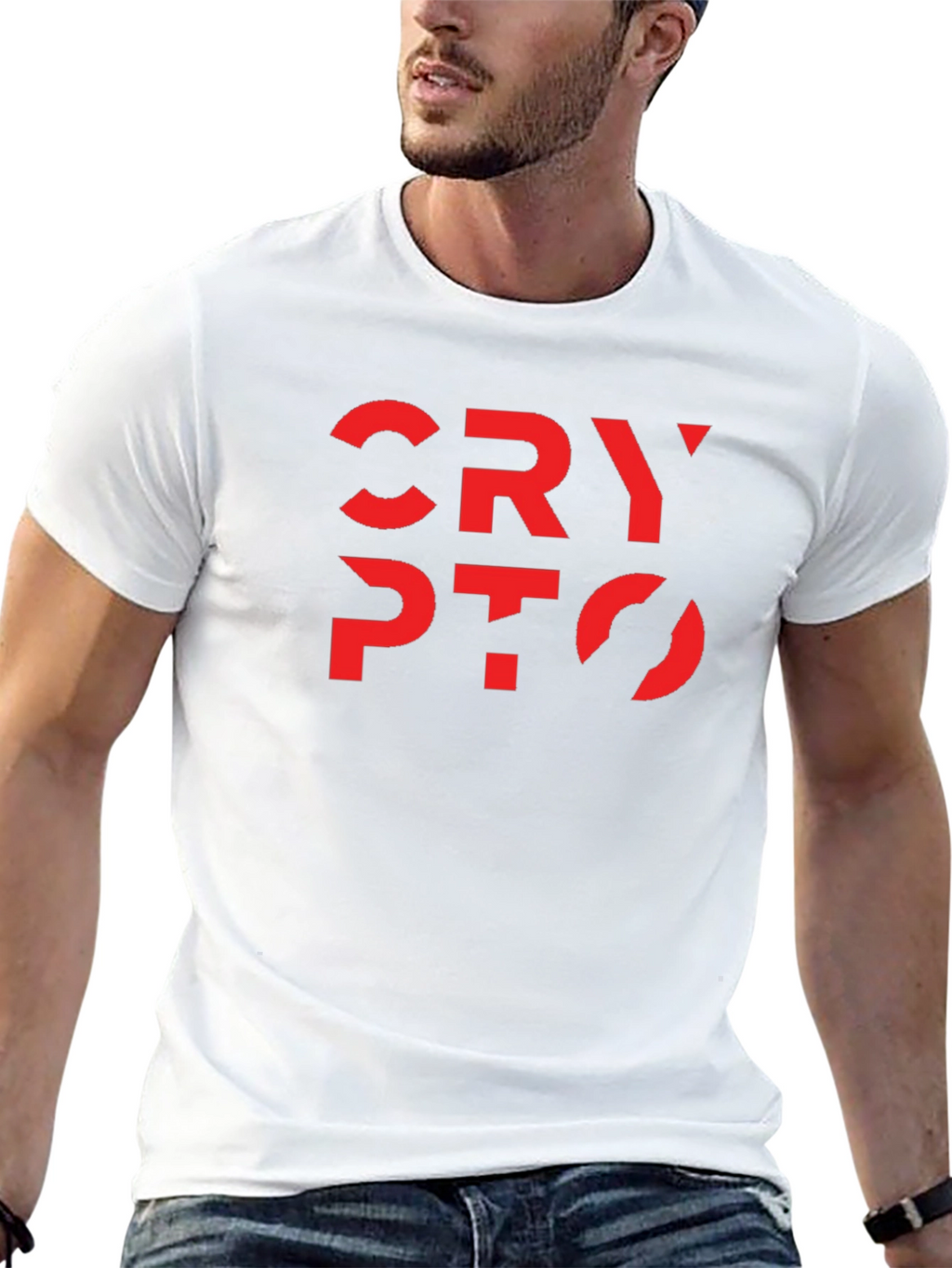 Crypto Tee - Bold Red Design on Black