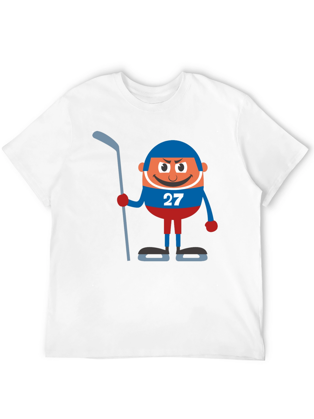 Hockey Cartoon Graphic Black T-Shirt