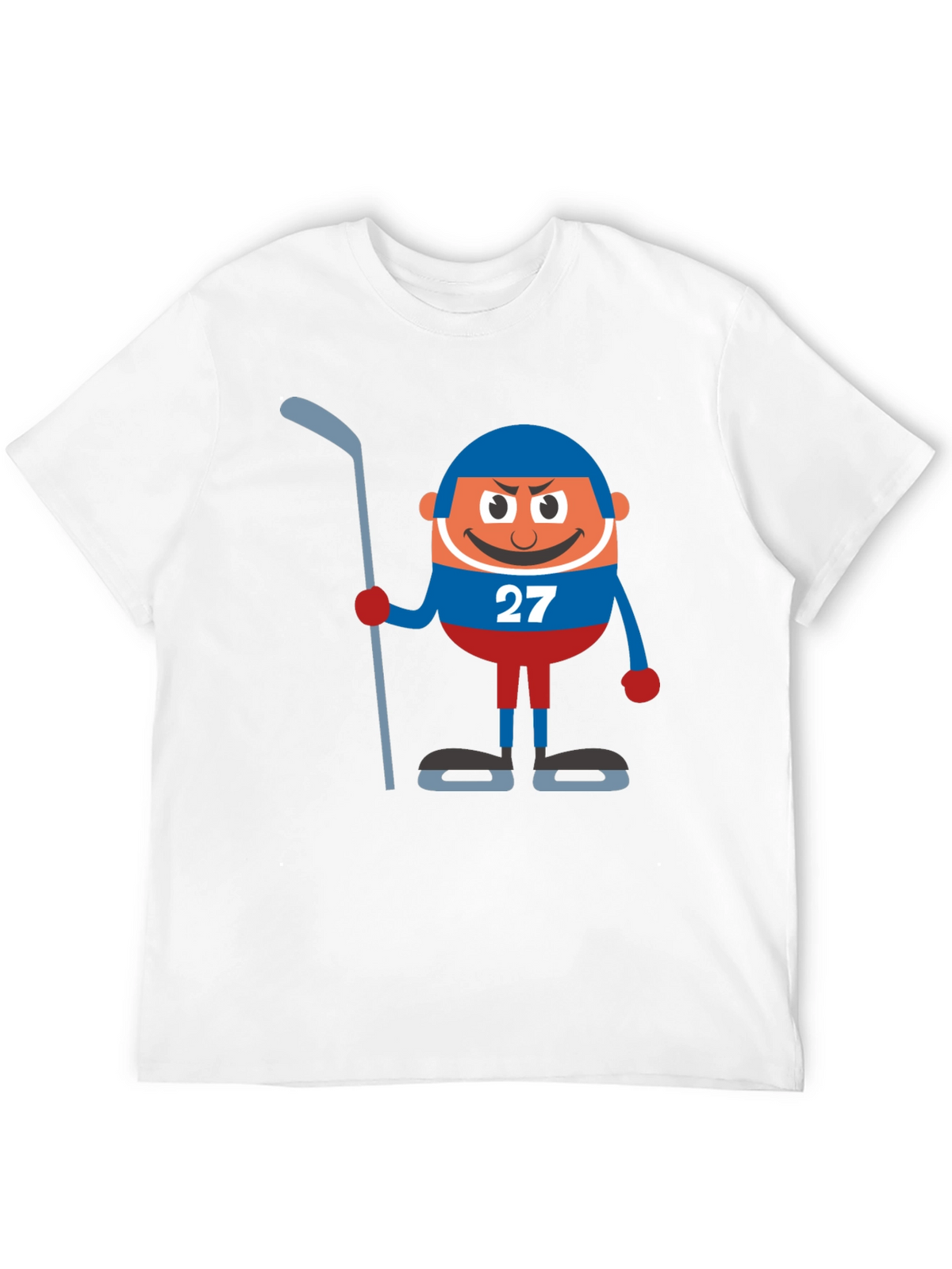 Hockey Cartoon Graphic Black T-Shirt