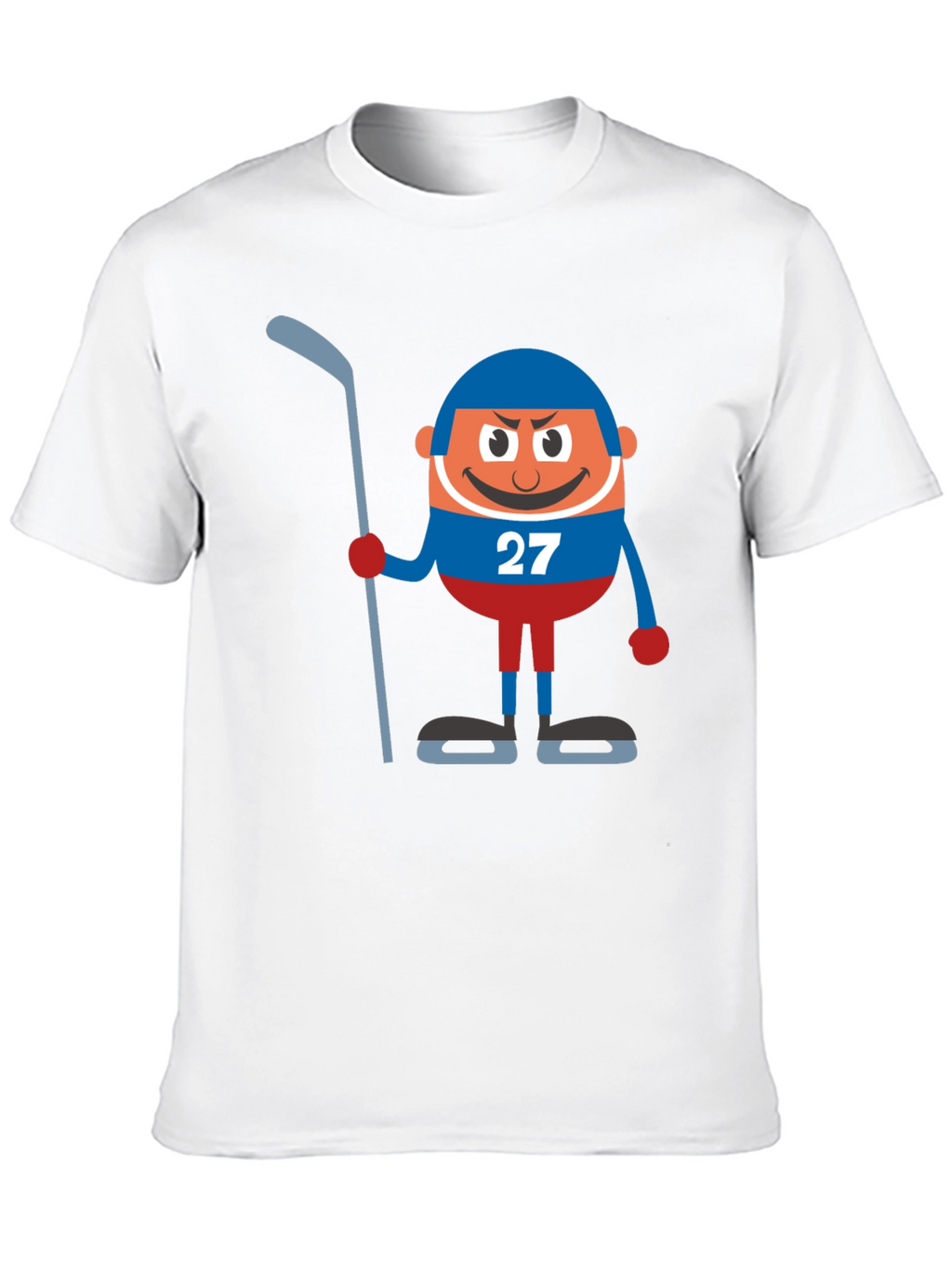 Hockey Cartoon Graphic Black T-Shirt
