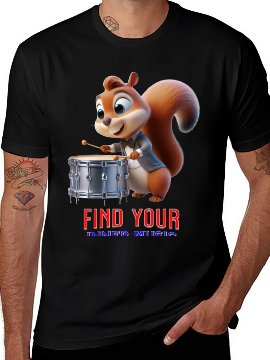 Find Your Inner Music Squirrel Drummer T-Shirt
