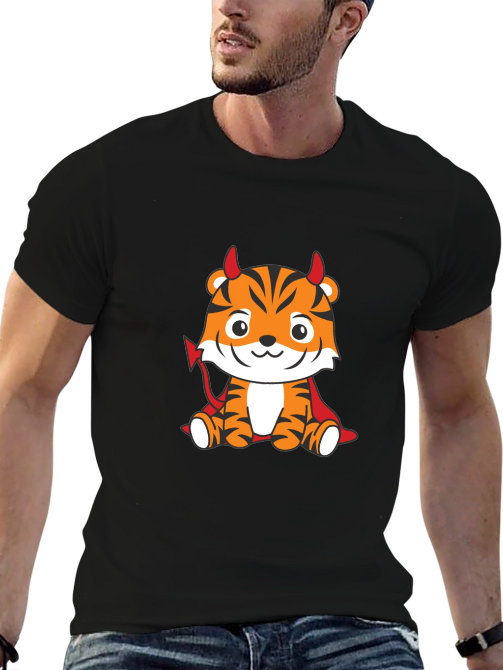 Devil Tiger Graphic T-Shirt - Black Cotton Tee