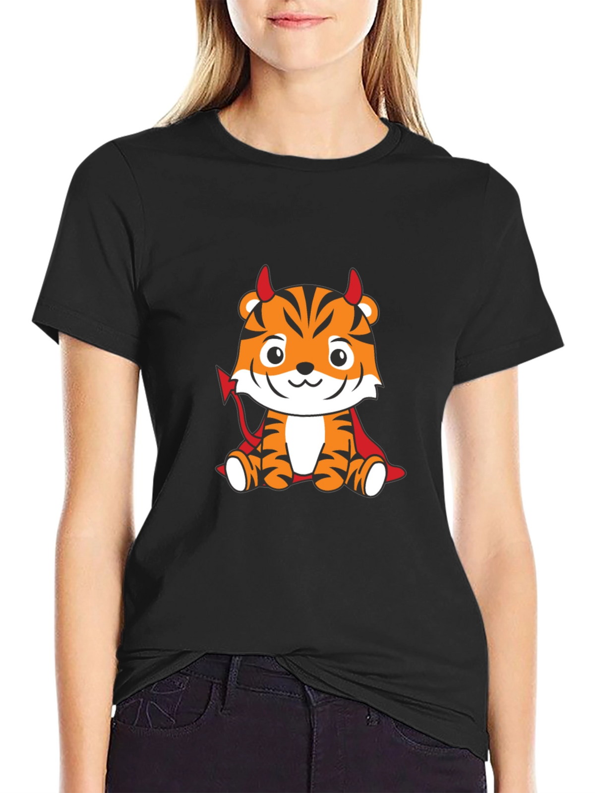 Devil Tiger Graphic T-Shirt - Black Cotton Tee