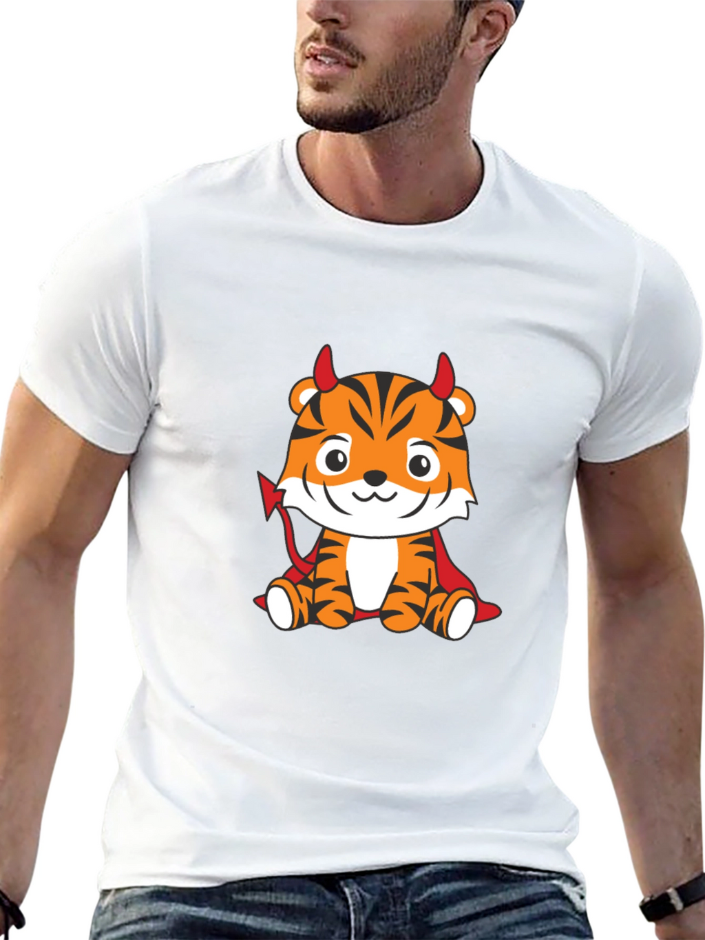 Devil Tiger Graphic T-Shirt - Black Cotton Tee