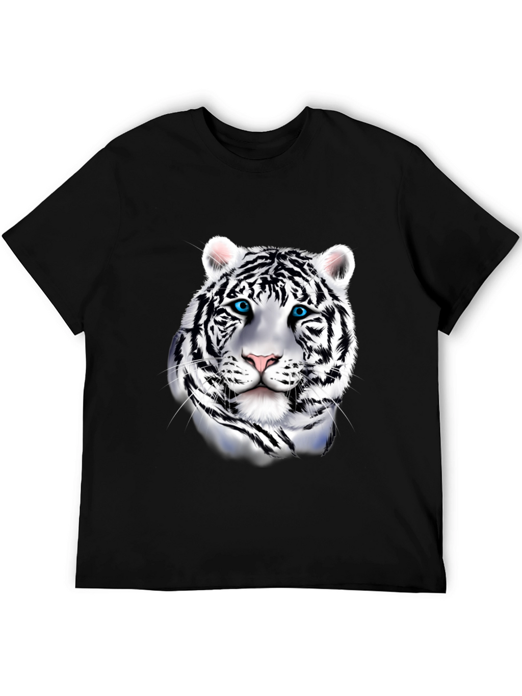 Mens Graphic Tee: Striking White Tiger Print