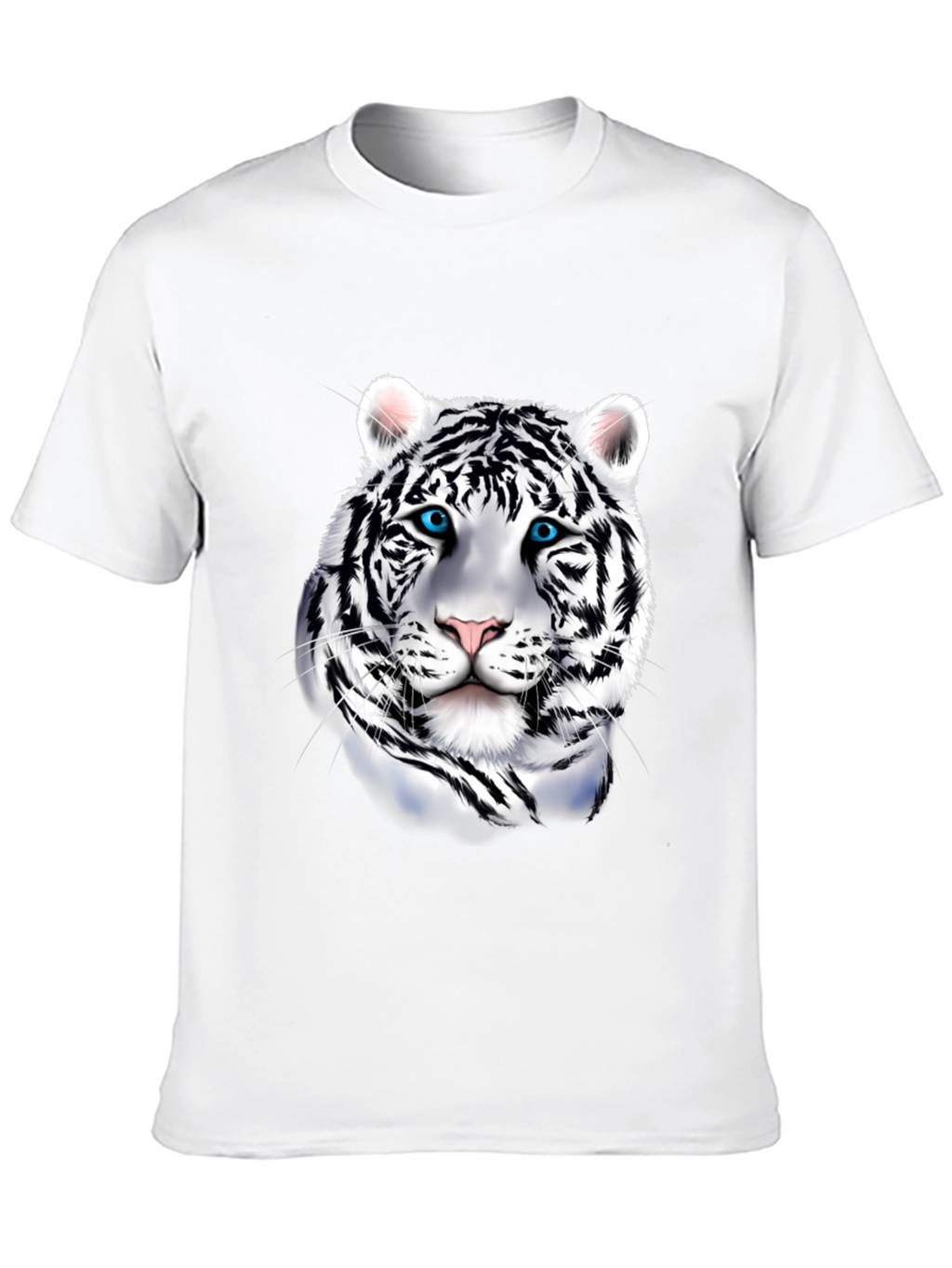 Mens Graphic Tee: Striking White Tiger Print