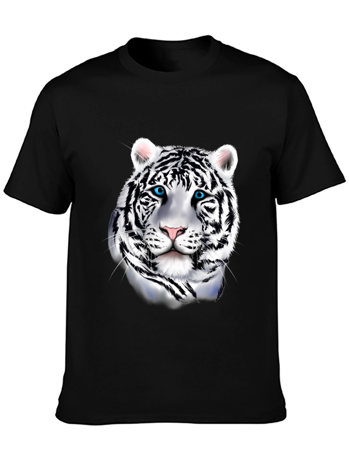 Mens Graphic Tee: Striking White Tiger Print
