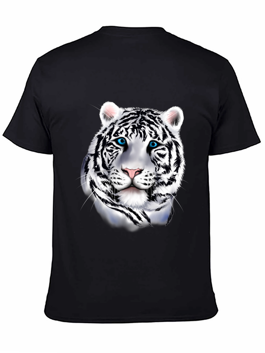 Mens Graphic Tee: Striking White Tiger Print