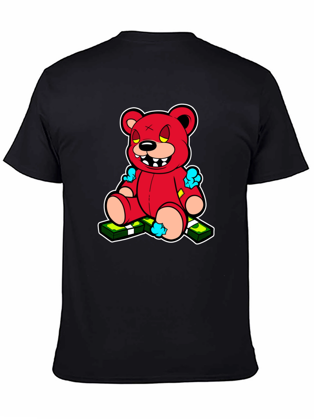 Cartoon Money Bear Black T-Shirt