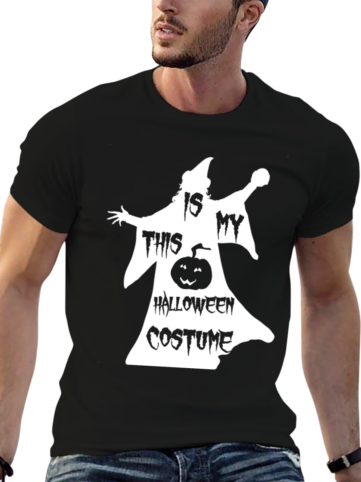Halloween Costume T-Shirt - Spooky Pumpkin Ghost Design