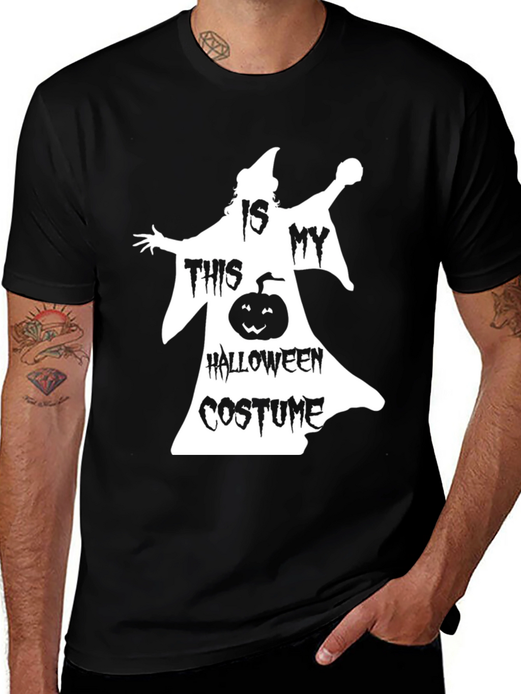 Halloween Costume T-Shirt - Spooky Pumpkin Ghost Design